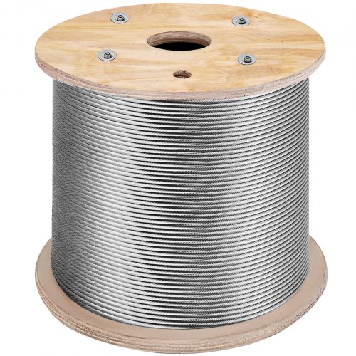 VEVOR Cable de Acero Inoxidable 4,8mm x 305m Cuerda de Alambre de Acero Inoxidable 316 Grado Marino para barandillas balaustradas, Cadenas de Luces Colgantes, Vallas de Porche, balaustres de Bricolaje