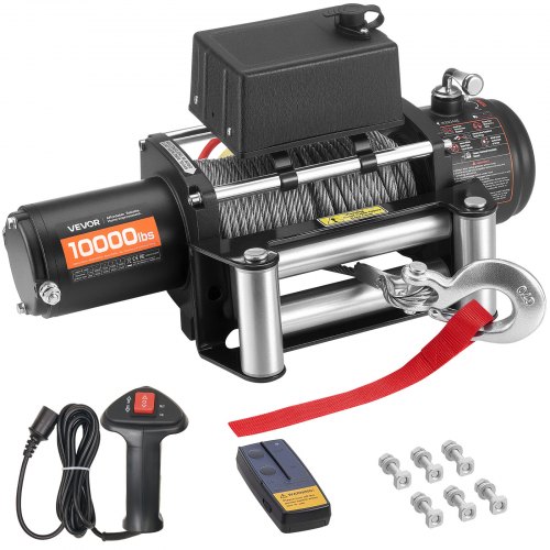 

VEVOR Cabrestante Eléctrico 12 V CC, 4500 kg, con Cable de Acero 8,3 mm x 19,8 m, Control Remoto Inalámbrico, IP55 Resistente al Agua, para SUV, Jeep, Remolques, Barcos y Vehículos Todoterreno