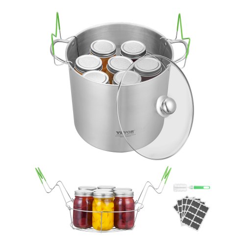 

VEVOR Olla para Conservas con Rejilla y Tapa, Acero Inoxidable, con Doble Asa y Tapa de Vidrio, Compatible las Cocinas: Inducción, Gas, Eléctrica, Vidrio, Cerámica y Halógena, 352 x 355 x 362 mm