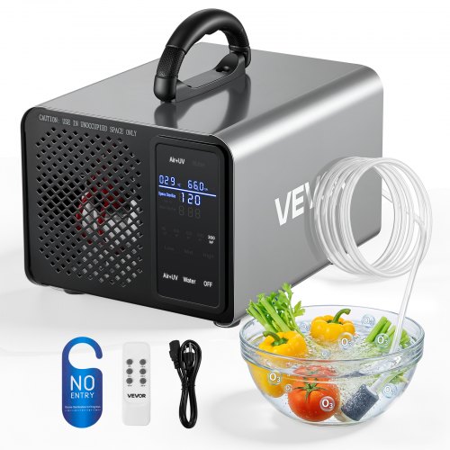 

VEVOR Generador de Ozono 36000 mg/h con Control Remoto y Pantalla Táctil, Doble Modo, Máquina de Ozono con Doble Manguera, Difusores de Corindón, Cobertura hasta 300 m², para Oficina Hogar Cocina