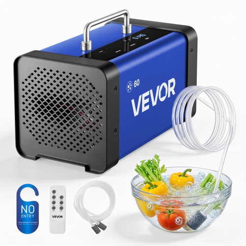 

VEVOR Generador de Ozono 60000 mg/h con 12 Tubos de Cuarzo, Control Remoto, Doble Modo, Máquina de Ozono con Doble Manguera, Difusores de Corindón, Cobertura hasta 450 m², para Cocina Hogar Oficina