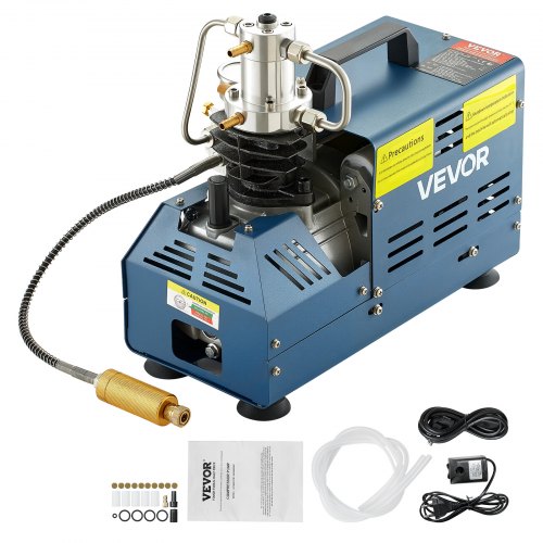 

VEVOR Bomba PCP Eléctrica 300 BAR 30 MPa 4500 PSI Compresor de Aire de Alta Presión 1800W Bomba de Aire de Alta Presión 37x18x40 cm Apagado Manualmente, Separador de Agua y Aceite para Tanque de Buceo