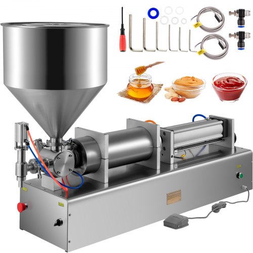 

VEVOR Máquina de Llenadora Neumática de Pistón 1000-5000 ml Llenadora de Pistón Neumático 220 V / 50 Hz Máquina de Llenado de Pasta con Cabezal único y Volumen de Tolva 40 L, para Agua / Vino / Leche