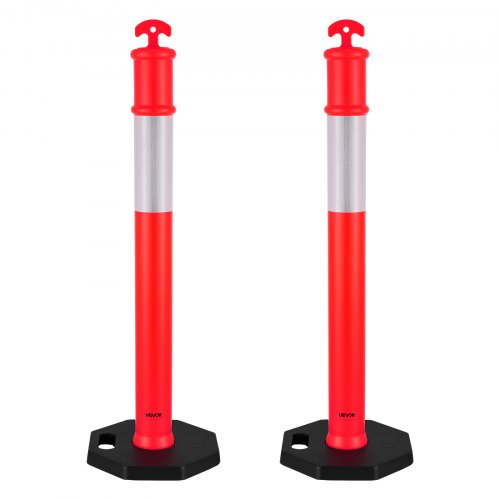 

VEVOR Postes de Tráfico 2 Piezas Bolardo de Tráfico 1140 mm con Banda Reflectante y Base con Peso 350 mm Postes de Barrera Resistentes para Aparcamiento, Estadios Deportivos, Lugares de Exhibición