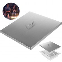 27”x 27” Fire Pit Cover Lid For Linear Burner Pan Home Use Silver 1.5 Mm