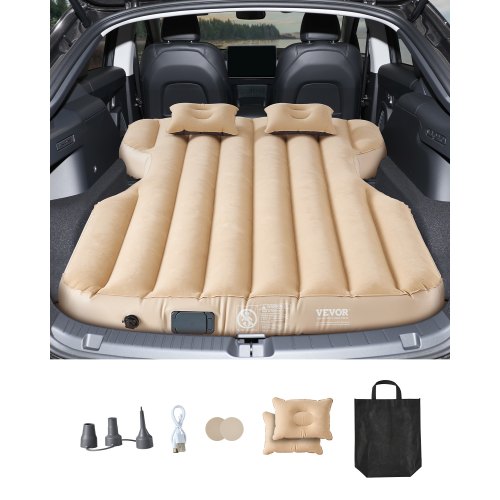 

VEVOR Colchón Inflable para Coche, Compatible con Tesla Model Y 2020-24, Hinchable y Grueso con Flocado, Colchoneta Portátil Duradera con Bomba Integrada, 2 Almohadas, Beige, 2135 x 1250 x 200 mm