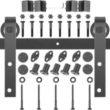 VEVOR Kit de Herrajes para Puerta Corredera 6 Pies/183 cm Kit de Riel para Puerta Doble Acero al Carbono Guía para Puerta Corredera Carga 150 kg Puerta Máx. 91,5 cm Espesor 35-45 mm Granero Garaje