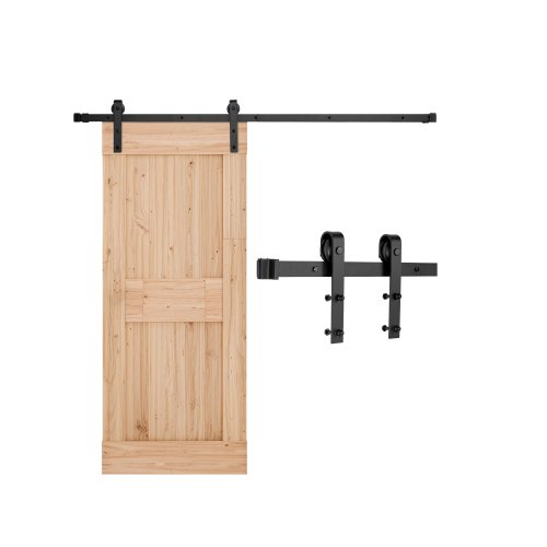

VEVOR Kit de Herrajes para Puerta Corrediza de Granero de Acero al Carbono Riel de 2 m para Una Sola Puerta Ancho de 91,44-101,6 cm Espesor de 34,92-44,45 mm Carga de 150 kg para Hogar, Negro