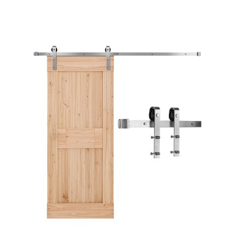 

VEVOR Kit de Herrajes para Puerta Corrediza de Granero 1,83 m Riel de Acero al Carbono para Una Sola Puerta Ancho Máximo de 914,4 mm Espesor de 34,92-44,45 mm Carga de 150 kg para Hogar, Plata Mate