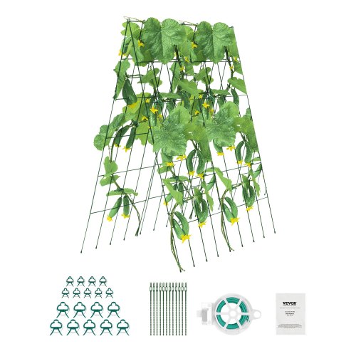 

VEVOR Enrejado para Pepinos para Plantas Trepadoras 100 x 80 cm Juego de Enrejado de Pepino Plegable con Ataduras, Enrejado de Metal para Jardines Elevados para Tomates, Pepinos, Calabazas, Verde