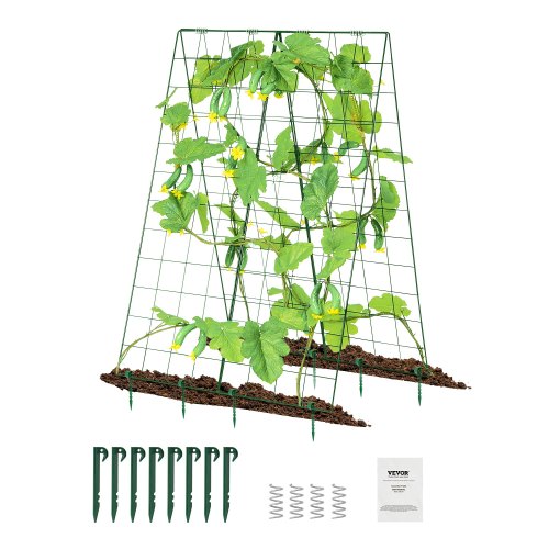 

VEVOR Enrejado para Pepinos para Plantas Trepadoras 117 x 84 cm Juego de Enrejado de Pepino Plegable con Clip para Plantas, Enrejado de Metal para Jardines Elevados para Tomates, Pepinos, Verde