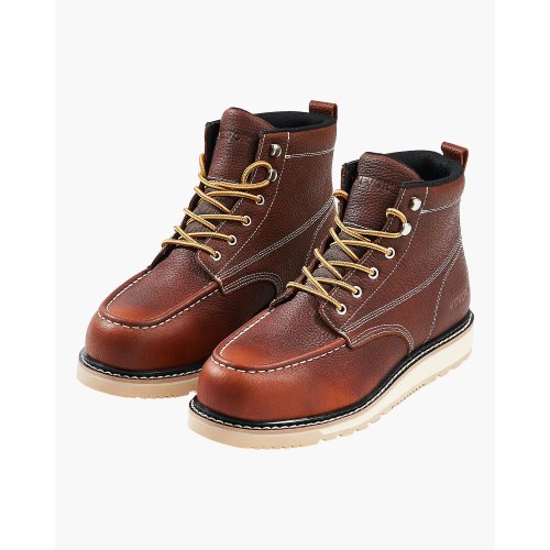VEVOR Botas de Trabajo, Talla 13 EE. UU., con Puntera de Mocasín Impermeables, Antideslizantes y Transpirables con Suela de Goma EVA para la Industria de Construcción, Marrón, 340 x 120 x 193 mm