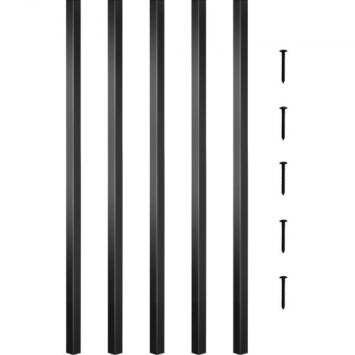 

VEVOR Balaustre de Barandilla 101 PCS Balaustre de Aleación de Aluminio 66 x 1,9 cm Balaustre Cuadrado de Barandilla Superficie con Recubrimiento de Polvo Balaustre de Aluminio Negro con 101 Tornillos