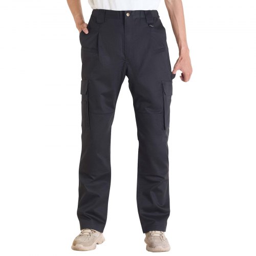 

VEVOR Pantalones Resistentes al Fuego, Hombre, 100 % Algodón, con Múltiples Bolsillos y Cintura Elástica, Costuras Reforzadas Antidesgarro, a Trabajos de Soldadura y Ropa Informal, Talla L, Negro
