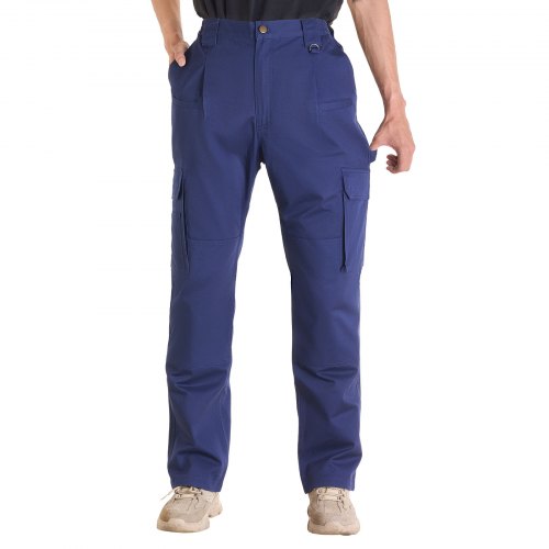 

VEVOR Pantalones Resistentes al Fuego, Hombre, 100 % Algodón, con Múltiples Bolsillos y Cintura Elástica, Costuras Reforzadas Antidesgarro, a Trabajos de Soldadura y Ropa Informal, Talla M, Azul Oscuro
