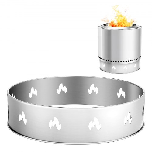 

VEVOR Soporte para Fogata Individual, Anillo de 49,5 cm sin Humo, Acero Inoxidable, Soporte Portátil para Acampar al Aire Libre, Herramientas para Chimenea, Carga de 60 kg, φ 408 x 99 mm, Plata