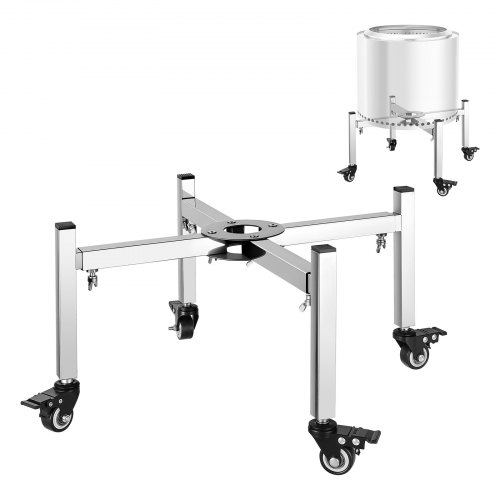 

VEVOR Soporte para Fogata, Ajustable de 38 a 68,6 cm con 4 Ruedas, para Estufa Individual, Otras Fogatas de Exterior, Acero Inoxidable, para Camping, Patios y Fiestas, 555 x 555 x 260 mm, Plata