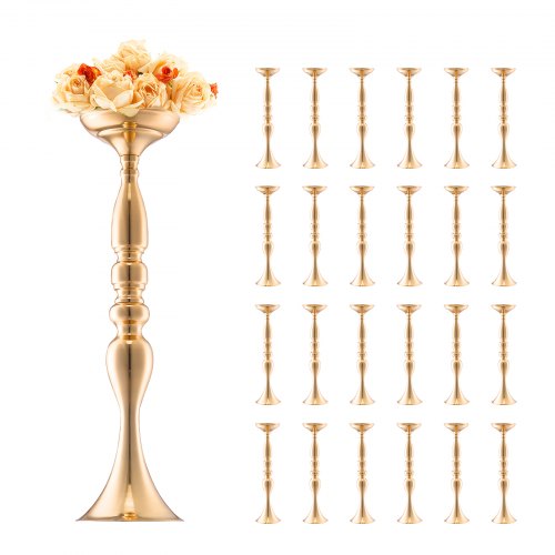 

VEVOR Florero de Boda de Metal Dorado 50 cm Soporte Floral para Mesa 24 Piezas