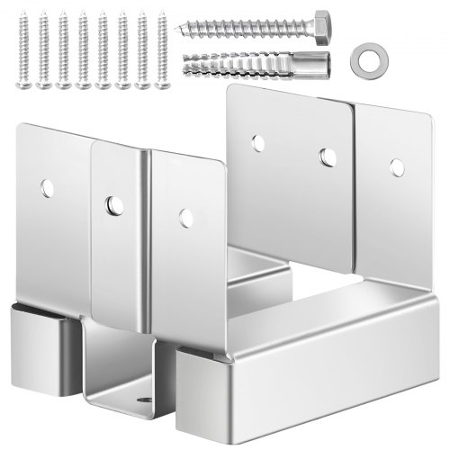 VEVOR Base para Postes, Anclaje para Postes de Hormigón, Acero al Carbono Galvanizado de Alta Resistencia con Separación de 2,54 cm, para Pérgolas y Patios de Hormigón, 96 x 90,5 x 80 mm, 10 uds
