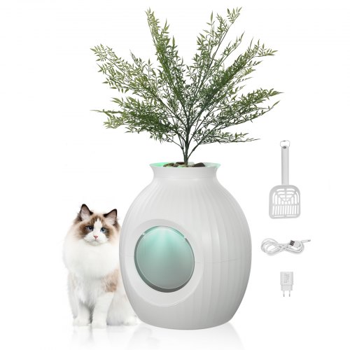 

VEVOR Caja de Arena para Gatos con Forma de Planta con Sistema de Control de Olores Inteligente, Caja de Arena Oculta para Gatos con Entrada Grande de 240 mm para Sala de Estar, Esquina o Patio