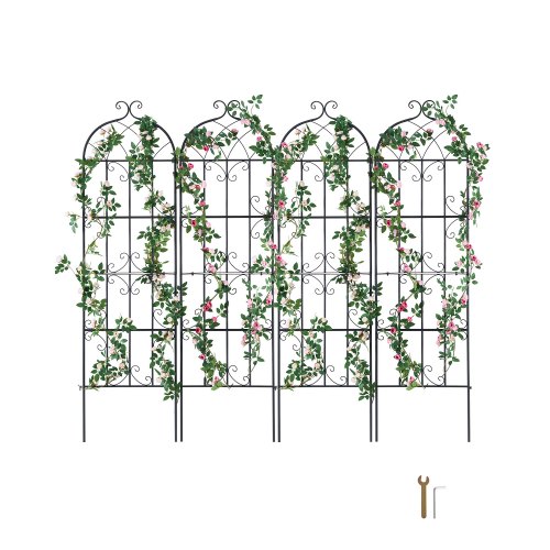 VEVOR Enrejado de Metal para Plantas Trepadoras 51 x 180 cm Soporte para Rosas Trepadoras 4 Piezas Arco para Enredaderas Soporte para Pepinos Decorativo para Clemátides para Patio, Césped, Jardín