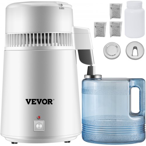 

VEVOR Destilador de Agua 4L Filtro de Destilación de Agua con Recipiente de Plástico 750W, Destilación Filtro Purificador 1L/H