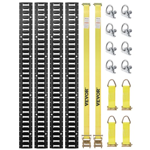 

VEVOR Kit de Riel de Amarre Universal E-track de 1,52m Juego de Rieles Horizontales de Pista E 18 Piezas Rieles de Amarre en E de Acero Versátil Riel E-track Negro para Carga en Camionetas Remolques