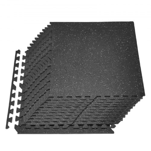 

VEVOR Esterilla Puzzle 24 Piezas de 610 x 610 x 10 mm, Suelo Gimnasio de Goma EVA, Colchoneta de Ejercicios Alta Densidad con Puntos Blancos Antigolpe Antiruido Antideslizante para Casa, Equipo Pesado