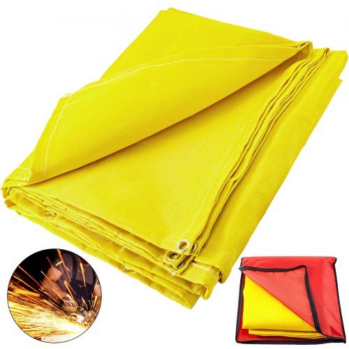 VEVOR Manta de Protección de Soldadura, 10 x10 FT Manta de Fibra de Vidrio, 3.05 x 3.05m Manta Ignífuga Resistente Color Oro