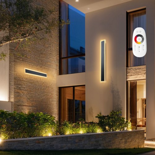 

VEVOR Apliques de Pared de Exterior, 2 Piezas, Tira Larga de 600 x 80 x 50 mm, Apliques de Pared Modernos, Ajustable 2700 K-6000 K, IP65 Resistente al Agua, Antioxidante, para Patio, Casa, Porche