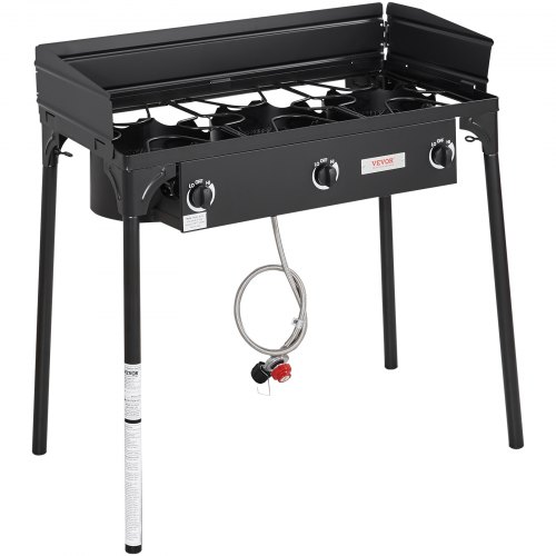 

VEVOR Estufa de Camping al Aire Libre Estufa de Gas para Barbacoa Estufa de Camping de 3 Quemadores 87x45x90 cm Parrilla de Gas de 90000 BTU Uso al Aire Libre para Eventos, Carnaval, Fiestas de Boda