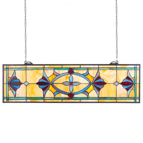 

VEVOR Panel de Vidriera Colgante para Ventana 813 x 250 x 4,5 mm Panel de Vitral Colorido Horizontal Rectangular Marco de Metal con Cadena Fácil de Limpiar para Decoración de Cocina, Hogar, Cafetería
