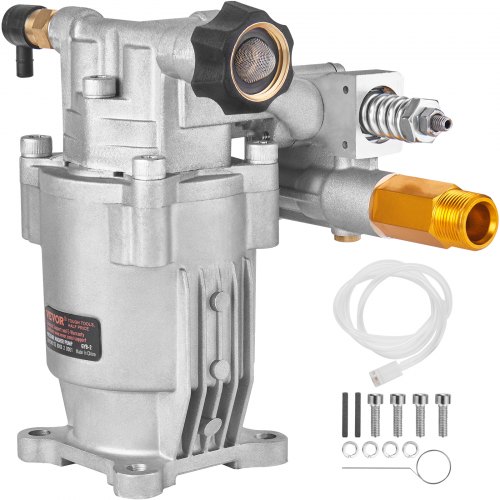 

VEVOR Bomba de Hidrolavadora Horizontal con Eje de 19,05 mm 3400 PSI 2,5 GPM, Kit de Repuesto para Hidrolavadora, Compatible con Honda, Simpson, RYOBI, Briggs & Stratton, Subaru y Craftsman