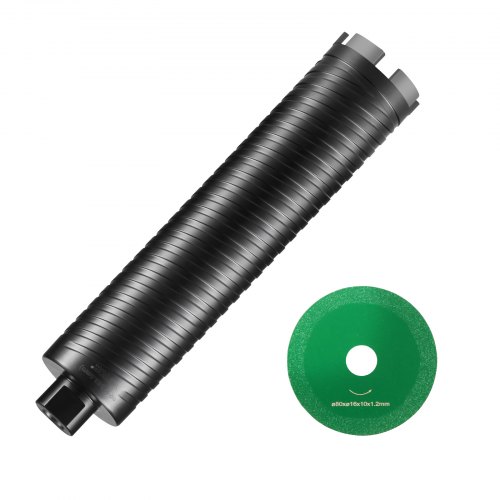 

VEVOR Taladro de diamante húmedo/seco de 101,6 mm para ladrillos y bloques, taladro de núcleo de hormigón con taladro guía y hoja de sierra, 241,3 mm, rosca hembra de 5/8"-11, soldadura láser