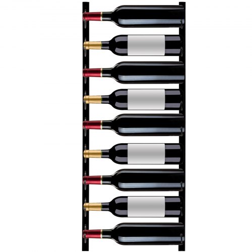 

VEVOR Botellero Vertical de Pared 9 Botellas Estante Vertical para Vino 900x150x25 mm Botellero Metálico de Pared Vertical de Acero Q235 con Recubrimiento para Colgar Toallas Botellas de Vino Negro