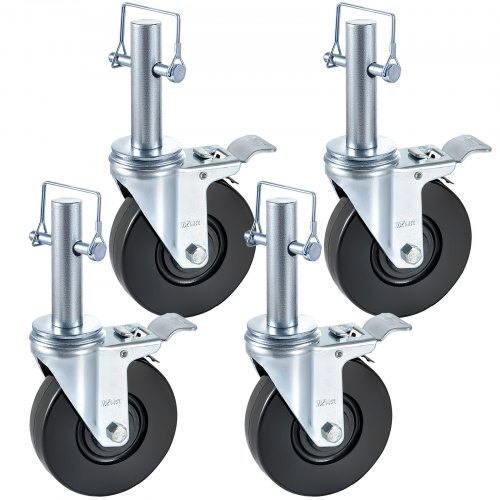 

VEVOR Ruedas Giratorias de Goma para Andamios, 12 cm, Ruedas Giratorias de 360° con Doble Bloqueo, Juego de 4 Piezas, Capacidad de Carga 127 kg por Rueda, para Carros, Muebles, Industrias