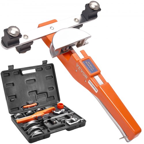 VEVOR Kit de Dobladora de Tubos 7 Matrices 6-22 mm Curvadora de Tubos de 90° Parte Delantera Parte Trasera Herramienta de Desbarbado para Fontanería Calefacción Suelo Refrigeración Aire acondicionado