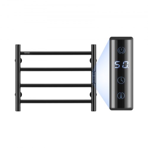 

VEVOR Calentador de Toallas con Radiador Toallero con 4 Barras Calentador de Toallas Impermeable con Temporizador y Pantalla LED 5 Niveles de Temperatura Ajustables Montado en la Pared, Negro