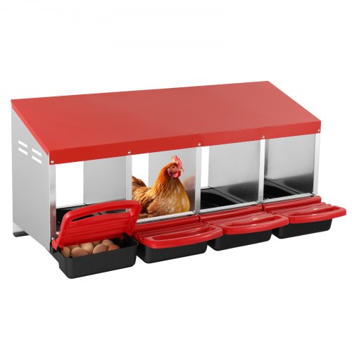 

VEVOR Caja Nido de Metal para Gallinas de 4 Compartimentos, 1060 x 525 x 475 mm