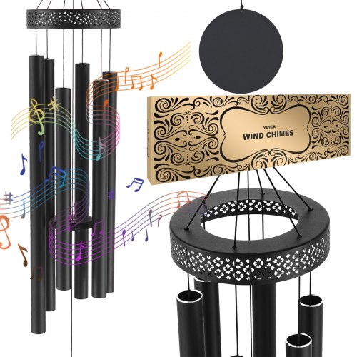 

VEVOR Campanas de Viento para Exteriores de 1473 x Ø230 mm, Campanillas de Viento de Tono Profundo con 6 Tubos, Decoración para Exteriores para Patio, Porche, Jardín y Patio Trasero, Color Negro