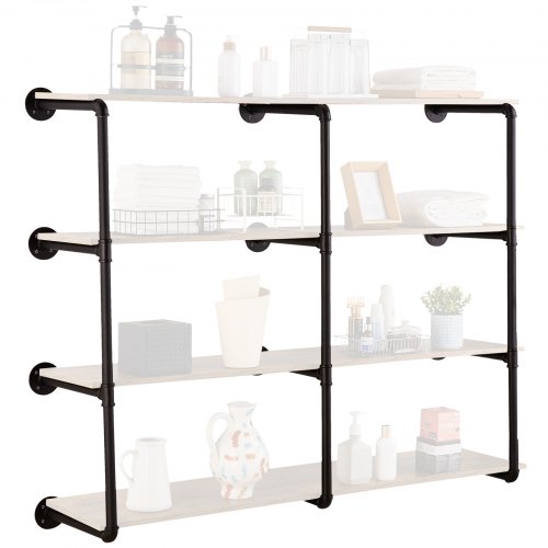 

VEVOR Estantería industrial para tuberías, 4 niveles, 3 piezas, ancho de tablero aplicable de 11,8 pulgadas, soporte de estantes de madera rústica flotante para montaje en pared, soporte de almacenamiento para cocina, dormitorio, baño (tablones NO incluid