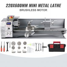 VEVOR Torno Metal 22 x 60cm 1100W Torno para Taladrado de Torneado 8.7"x 23.6"