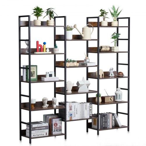 

VEVOR Estantería de Metal Triple de 1760 x 300 x 1760 mm, Estantería Industrial de 14 Niveles, Estantería de Almacenamiento Vintage Rústica con Estantes Abiertos para Sala de Estar, Dormitorio