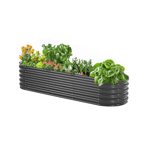 

VEVOR Cama de Jardín Elevada de Metal 119 x 59,5 x 42 cm con Fondo Abierto para Exterior, Jardinera Ovalada Galvanizada para Jardinería de Verduras, Flores, Hierbas y Plantas Suculentas, Gris Oscuro