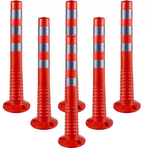 

VEVOR Poste de Tráfico 6 Piezas, Poste Límite de 75 cm de Alto, Cono de Tráfico de PU con Base y Tiras Reflectantes, para Control de Tráfico, Estacionamiento en Obras de Construcción, Naranja