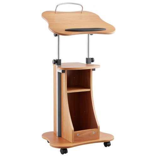 

VEVOR Soporte de Podio de Madera Altura Ajustable 79,5-110 cm Atril de Pie con Ruedas, Amplia Superficie de Lectura, Estante de Almacenamiento Abierto para Discursos, Conferencias, Presentaciones