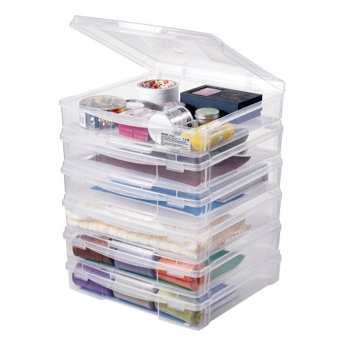 

VEVOR Cajas de Plástico Apilables para Guardar Papel de Álbum de Recortes 6 Piezas Transparentes con Esquinas Redondeadas y Cierres Dobles para Artículos Esenciales de Oficina, Herramientas