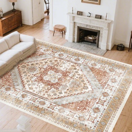 

VEVOR Alfombra Suave de 2,4 x 3 m Alfombra de Área Pelo Corto Antideslizante Resistente al Desgarro Elegante Ideal para Dormitorio, Oficina, Sala de Estar, Habitación Infantil, Entrada, Marrón Rojo