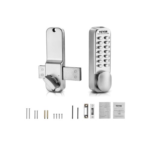 

VEVOR Cerradura de Combinación Mecánica de Puerta con Perilla Giratoria, Plata