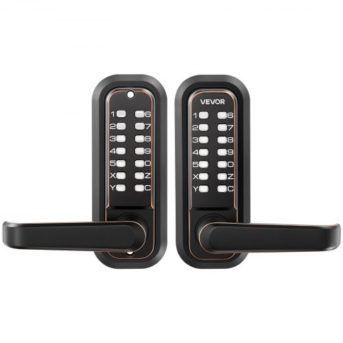 

VEVOR Cerradura de Código Mecánica de Doble Cara con Teclado, 4 a 7 Dígitos sin Llaves, Aleación de Zinc, con Manija Husillos Bloqueo Automático para Puertas 35 a 65 mm, Entrada Garaje Exterior Jardín